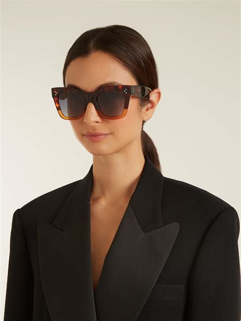 celine cat-eye tortoiseshell acetate sunglasses|Celine Tortoiseshell Acetate Cat.